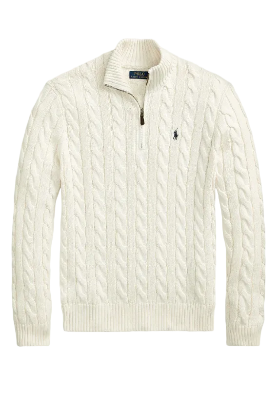 (White) Knit Quarter Zip